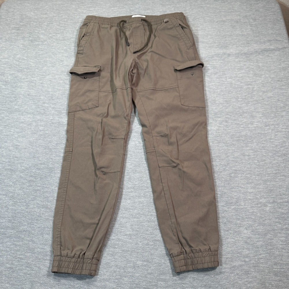 Projek Raw Pants Men‎ Large Brown Cargo Jogger Classic Fit Drawstring Stretch
